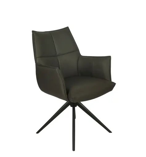 Armlehnstuhl MELE - drehbar, Leder, Dunkelbraun