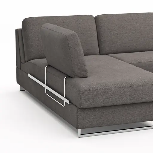 Ecksofa Nuoro - Longchair links mit 2-Sitzer inkl. Schlaffunktion und Bettkasten, Stoff, Grau