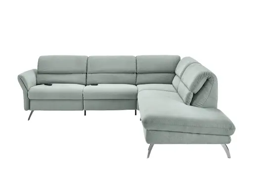 Ecksofa - 3-Sitzer mit Ecke rechts, Rückenlehne verstellbar, Stoff, Salbei
