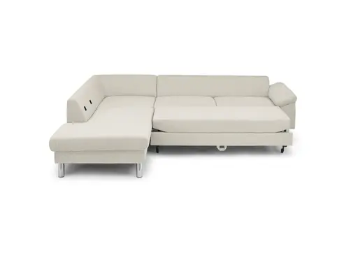 Ecksofa COOL - Ecke links mit 2,5-Sitzer, Querschläfer, Stoff, Natur