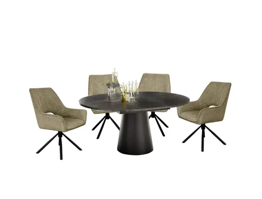 Armlehnstuhl MARESA - drehbar, Stoff, Braun