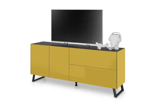 Lowboard - B ca. 181 cm, Goldgelb, Keramikoptik