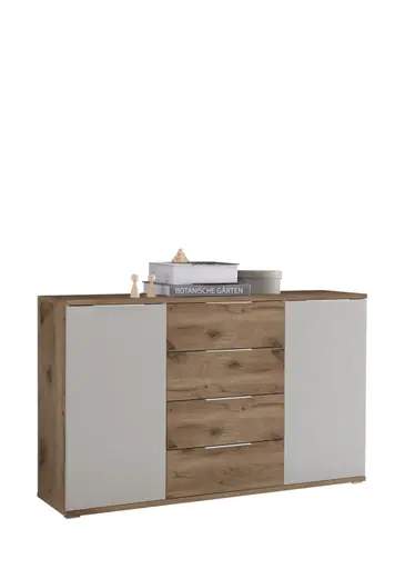 Kommode- Eiche Dekor, Hellgrau, Hirnholz