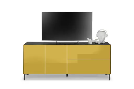 Lowboard - B ca. 181 cm, Goldgelb, Keramikoptik