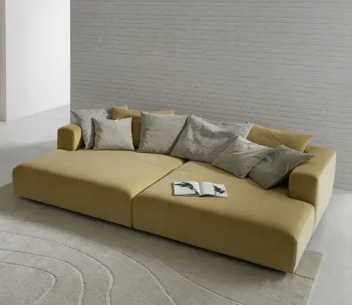 Megasofa Caruso - inklusive Kissen, Velour, Senfgelb