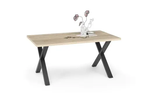 Esstisch - LB ca. 160x90 cm, Eiche sägerau, Schwarz