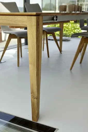 Esstisch 3400 - ausziehbar, LB ca. 200x100 cm, Asteiche massiv, Geölt, Gedrehter Fuss