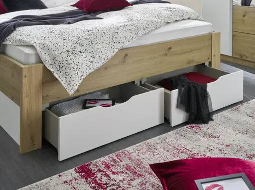 Bettanlage ROMED- Liegefläche ca. 180x200 cm, Weiß, Eiche  Dekor