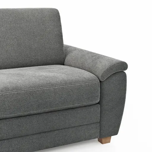 Ecksofa Lakeville 1 - Longchair links mit 2-Sitzer inkl. Schlaffunktion mit Bettkasten, Stoff, Grau