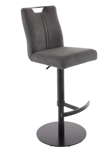 Barhocker MANCHU - höhenverstellbar, Stoff, Dunkelgrau
