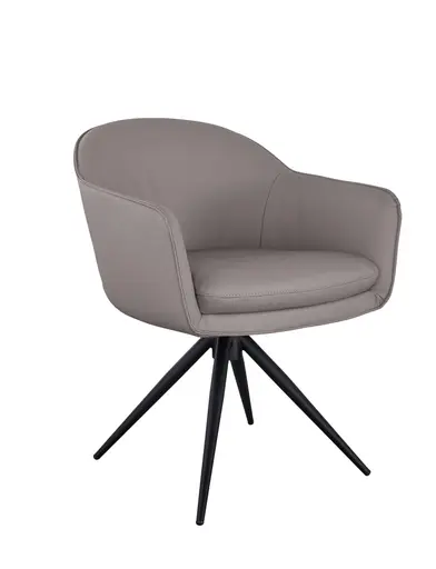 Armlehnstuhl Calvia - drehbar, Leder, Graubeige