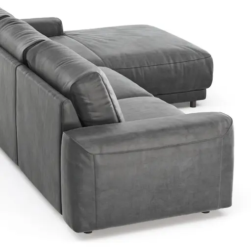 Ecksofa Balok - 2,5-Sitzer mit Longchair groß rechts, Stoff, Anthrazit