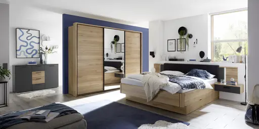 Bettanlage- Liegefläche ca. 180x200 cm, Eiche Dekor, Graphit