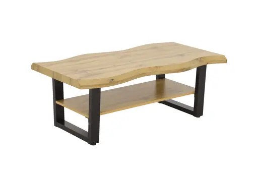 Couchtisch - LB ca. 110x60 cm, Wildeiche Nachbildung, Schwarz, Baumkante