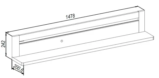 Wandboard - mit Beleuchtung, B ca. 148 cm, Eiche Nachbildung, Eiche dunkel Nachbildung