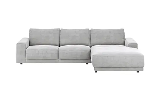 Ecksofa Balok - 2,5-Sitzer mit Longchair groß rechts, Stoff, Eisengrau