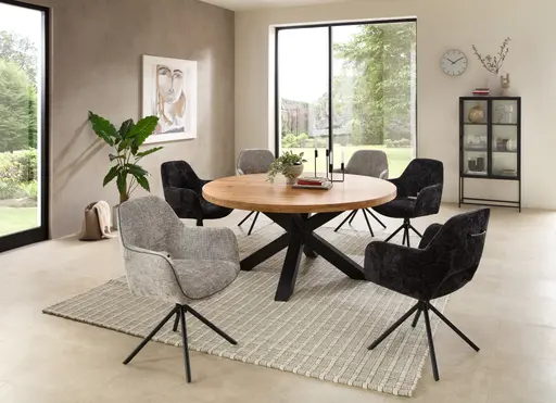 Armlehnstuhl - drehbar, Stoff, Silberfarben