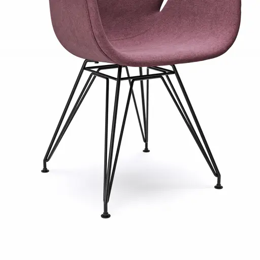 Armlehnstuhl Tooon - Stoff Beere, Gestell Metall, Schwarz