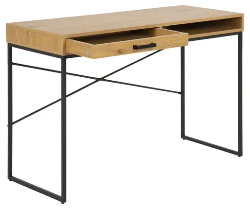 Konsol-/Homeoffice-Tisch - Wildeiche Nachbildung, Metall schwarz