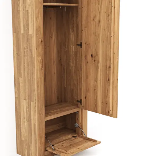 Garderobenschrank Farmingdale - Rechtsanschlagend, Eiche massiv, natur geölt