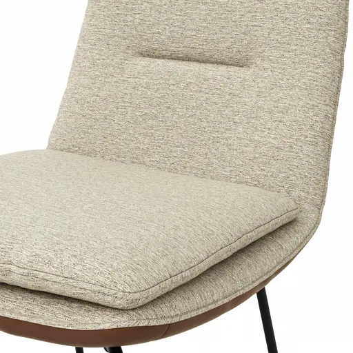 Polsterstuhl Macano - Leder & Stoff, Beige, Cognac