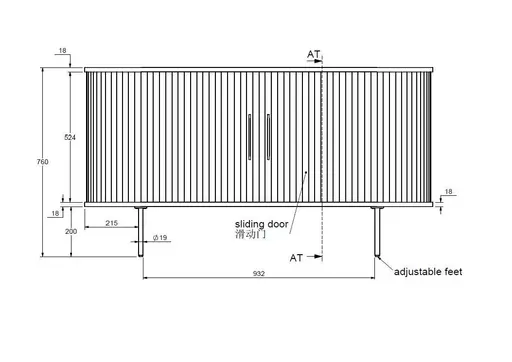 Sideboard - B ca. 140 cm, Eiche Furnier, Schwarz