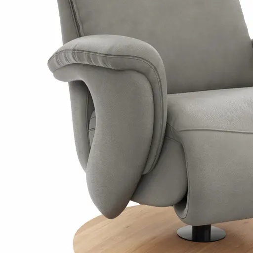 Sessel Tulsa Relax - Größe M, inkl. Kopf-/Fußteil/Rückenlehne verstellbar, Leder, Graubeige