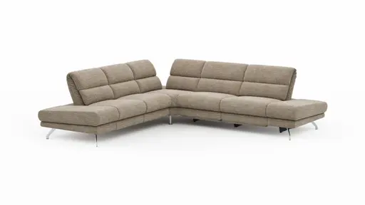 Ecksofa San Fernando - 2-Sitzer mit Ecke rechts, Armlehne verstellbar, Rückenlehne/Sitztiefe verstellbar, Relaxfunktion motorisch, Stoff, Latte