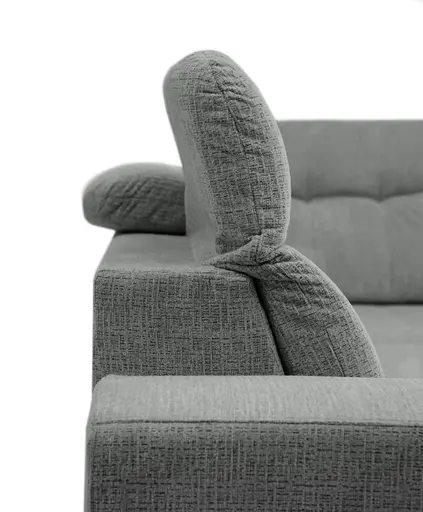 Ecksofa -2-Sitzer mit Ecke rechts, Kopfteil verstellbar, Sitztiefe verstellbar motorisch, Stoff, Anthrazit