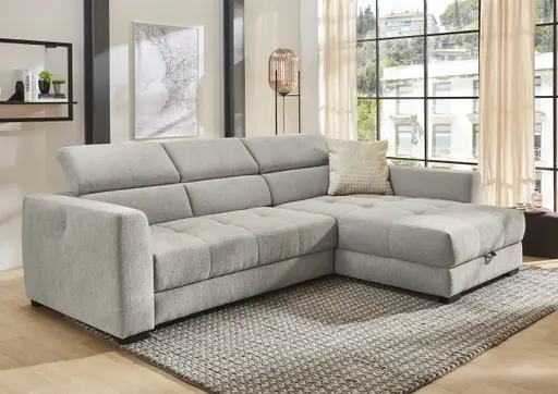 Ecksofa - 2-Sitzer, Ecke rechts, Stoff, Grau