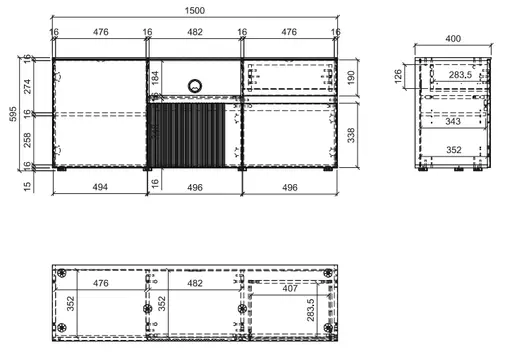 TV-Board- Eiche Dekor, Hellgrau