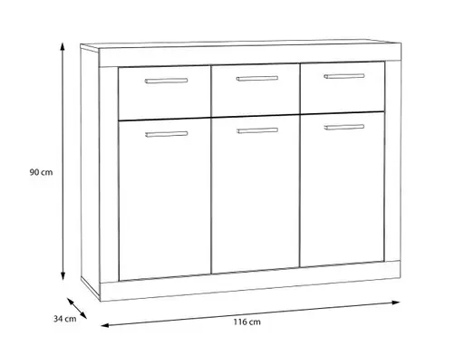Kommode FIBI- Eiche Dekor, Weiß