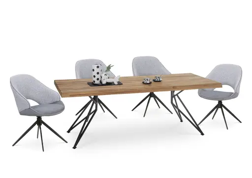 Stuhl MERIEM - drehbar, Stoff, Grau