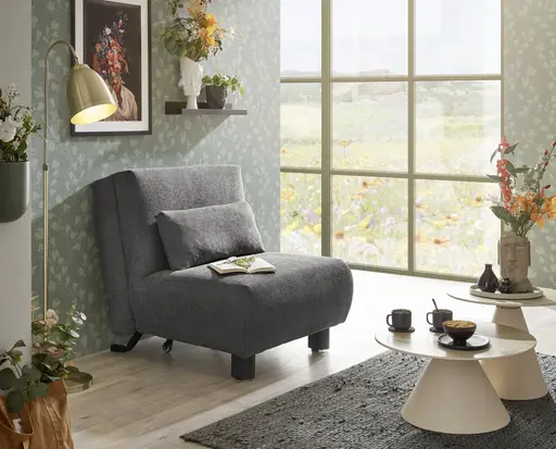  Faltsessel EBBY - ohne Armlehne inkl. Schlaffunktion, Stoff, Dunkelgrau