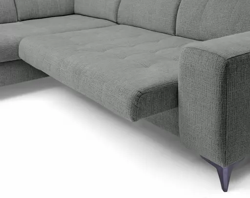 Ecksofa - Ecke links mit 2-Sitzer, Kopfteil verstellbar, Sitztiefe verstellbar motorisch, Stoff, Anthrazit