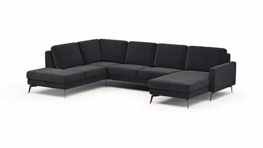 Wohnlandschaft Enna - Ecke links, 2,5-Sitzer, Longchair rechts, Stoff, Anthrazit