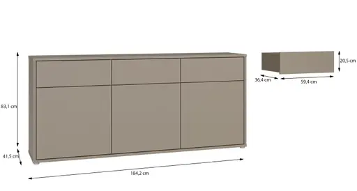 Sideboard FAID- B ca. 184 cm, Taupe