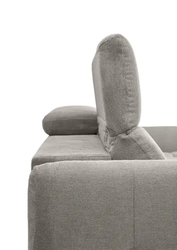 Ecksofa MADAN - 1,5-Sitzer mit Longchair rechts, Sitztiefe verstellbar motorisch, Kopfteil verstellbar, Stoff, Truffle