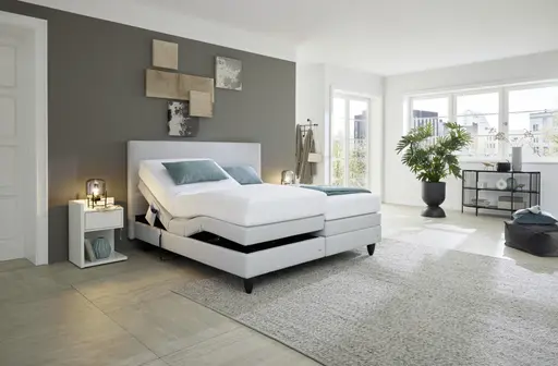 Boxspringbett - Liegefläche ca. 180x200cm, Stoff, Grau