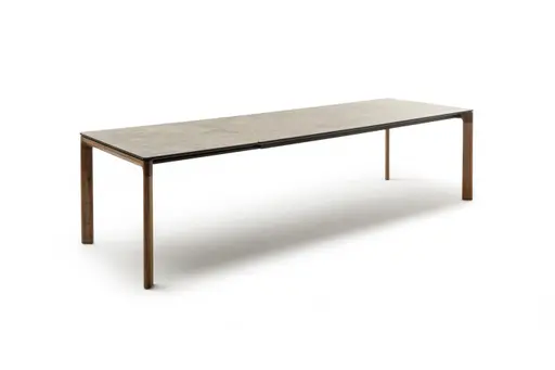 Esstisch 3400 - LB ca. 220x100 cm, ausziehbar, Keramik schwarz, Nussbaum