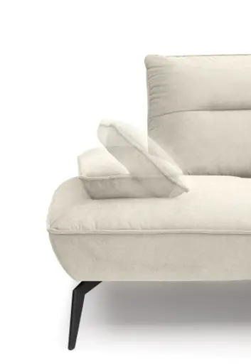 Ecksofa PAYTON - Ecke links, 2-Sitzer inkl. Rückenneigung, Armteilverstellung, Stoff, Creme (Ausstellungskombination)