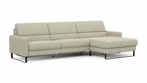 Ecksofa Valera - 3-Sitzer mit Longchair rechts inkl. Rückenlehne verstellbar und Relaxfunktion motorisch, Stoff, Limone