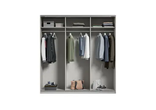 Schwebetürenschrank RIVASA- B ca. 203 cm, Champagner, Spiegel