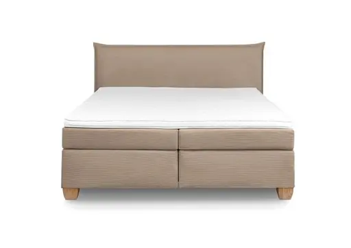  Boxspringbett HADAI- Liegefläche ca. 180x200 cm, Stoff, Hellbraun, Bonell/Bonell