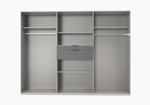 Drehtürenschrank- B ca. 270 cm, Hellgrau, Graphit, Spiegel