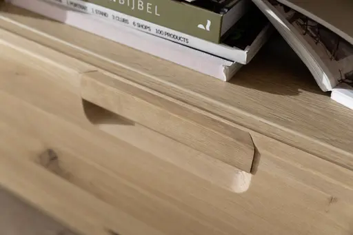 Wohnwand - mit Beleuchtung und Fernbedienung, Eiche Nachbildung, Eiche massiv geölt