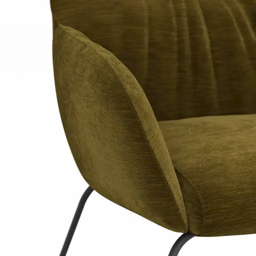 Armlehnstuhl Noli - Stoff, Olivgrün, Kufe