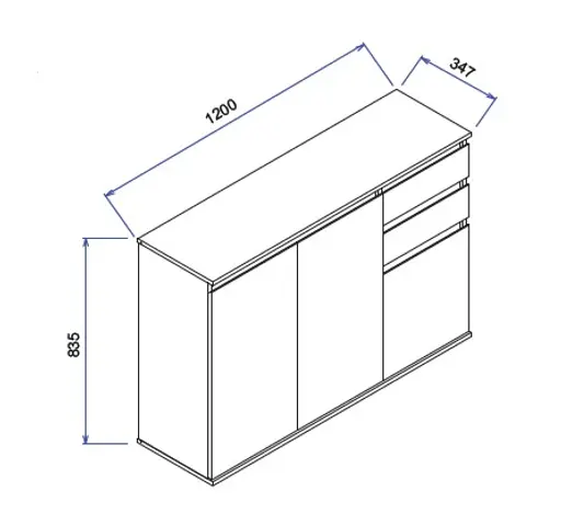 Kommode - B ca. 119 cm, Anthrazit