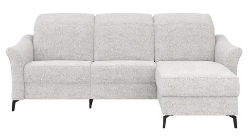 Ecksofa Canterbury - 2,5-Sitzer mit Longchair rechts, inkl. Relaxfunktion (motorisch) und Kopfteilverstellung, Stoff, Offwhite