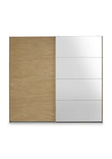 Schwebetürenschrank ROTIA- B ca. 226 cm, Eiche Dekor, Spiegel